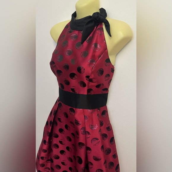 Theia Red Pleated Fit and Flare Cocktail Dress - Picture 6 of 10